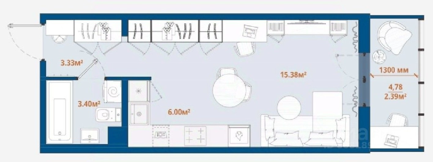 1к. квартира, 30.5 м²