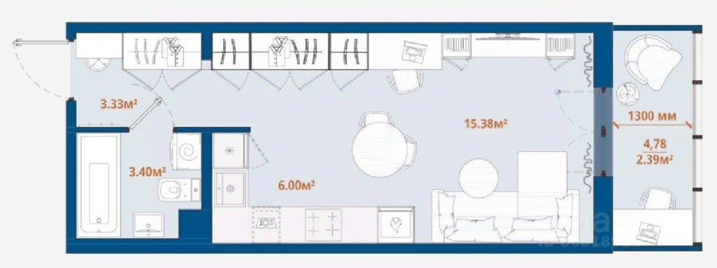 1к. квартира, 30.5 м²