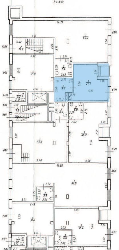Помещение свободного назначения, 35.5 м²