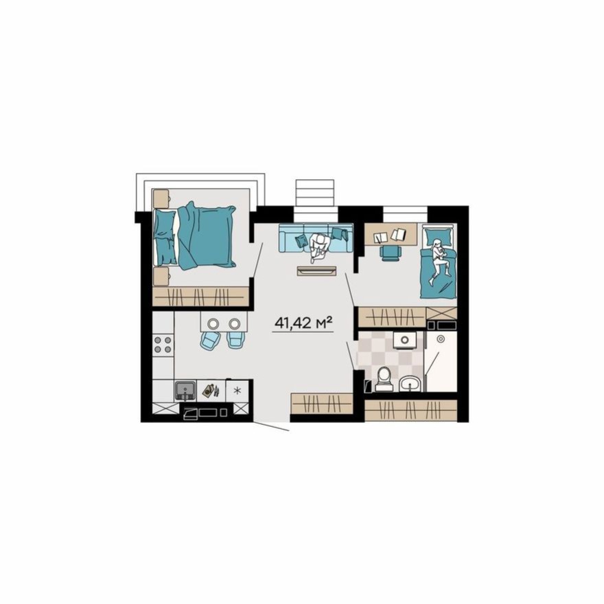 3к. квартира, 41.4 м²