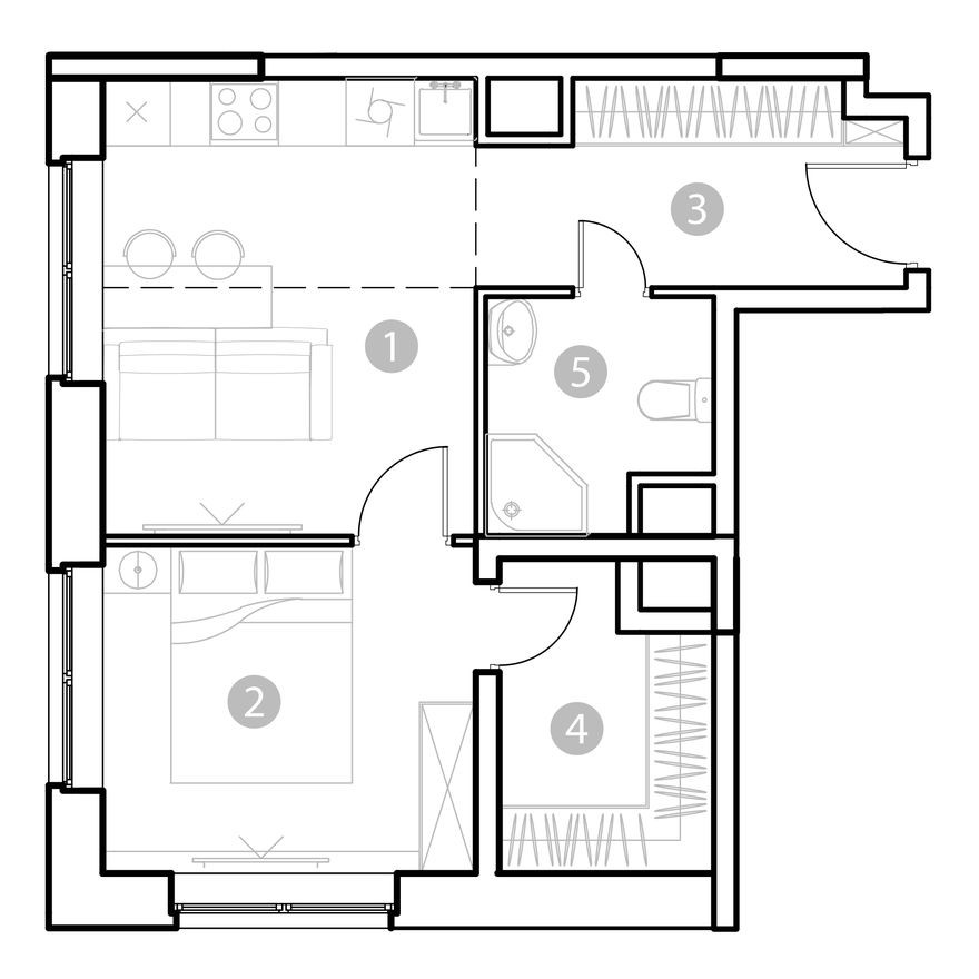 2к. апартаменты, 37.9 м²