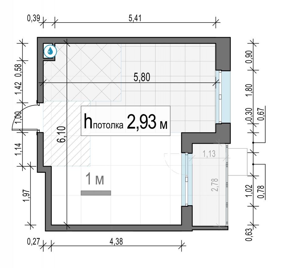1к. квартира, 30.0 м²
