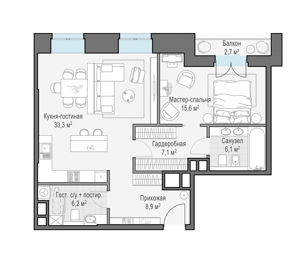 1к. квартира, 78.7 м²