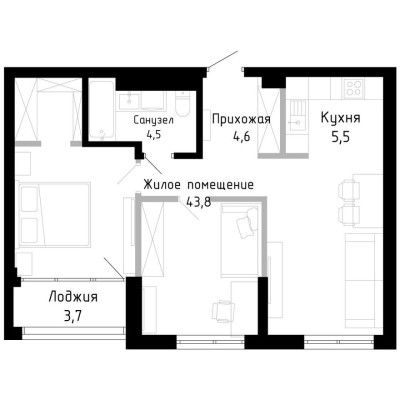 1к. квартира