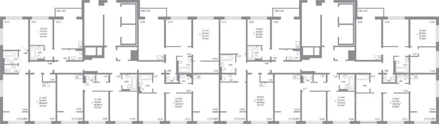 2к. квартира, 60.9 м²