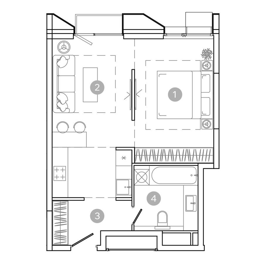 1к. квартира, 43.5 м²