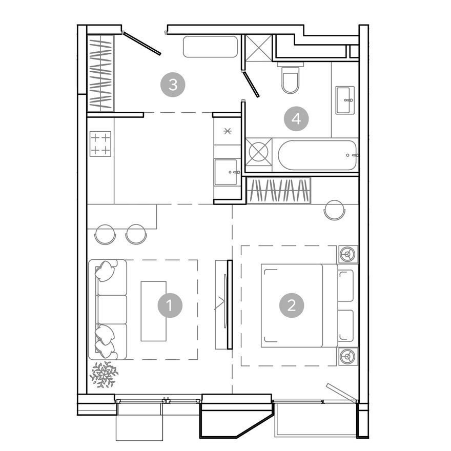 1к. квартира, 43.5 м²