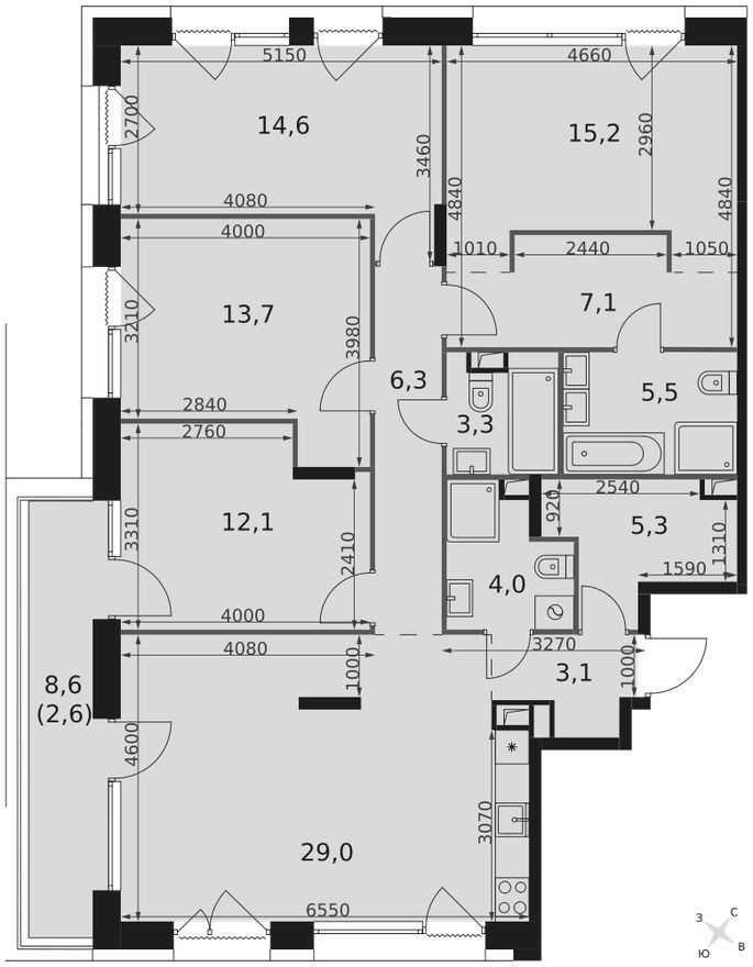 5е квартира, 122.3 м²