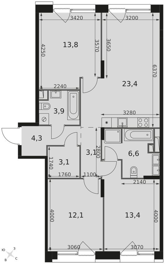 3е квартира, 84.3 м²