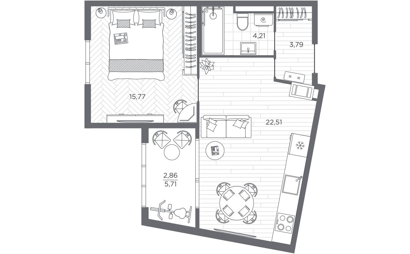 1к. квартира, 49.2 м²