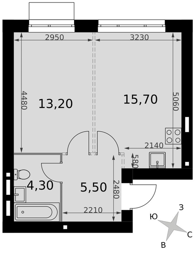 1к. квартира, 38.7 м²