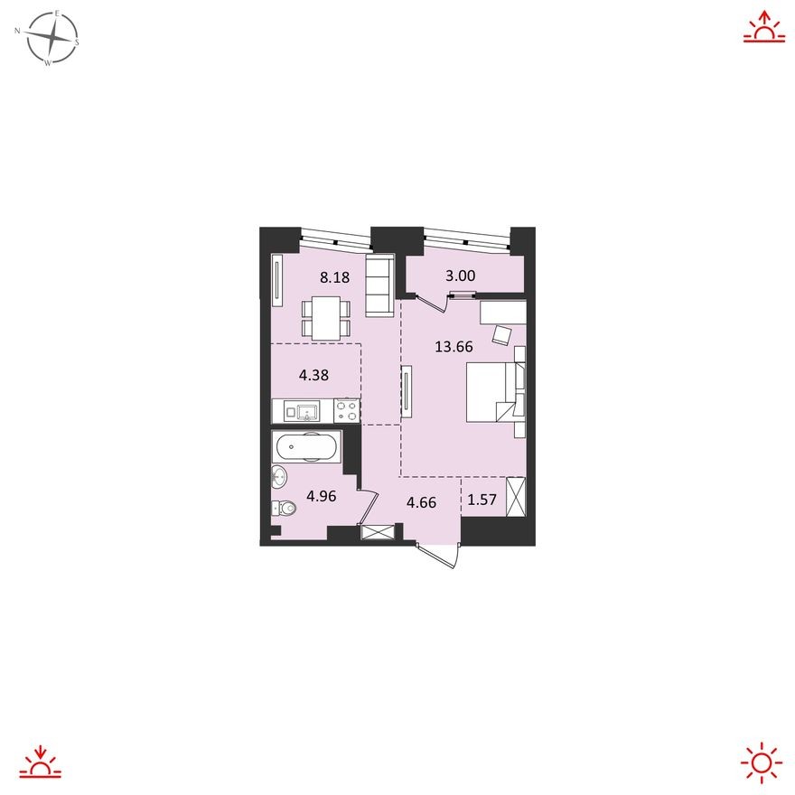 2к. квартира, 40.4 м²