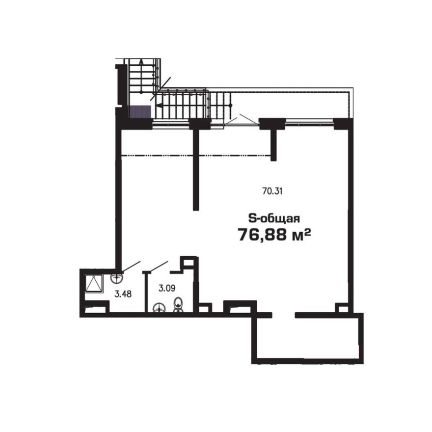 Помещение свободного назначения, 76.9 м²