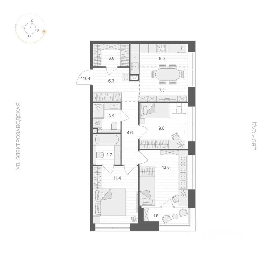 3к. квартира, 69.2 м²