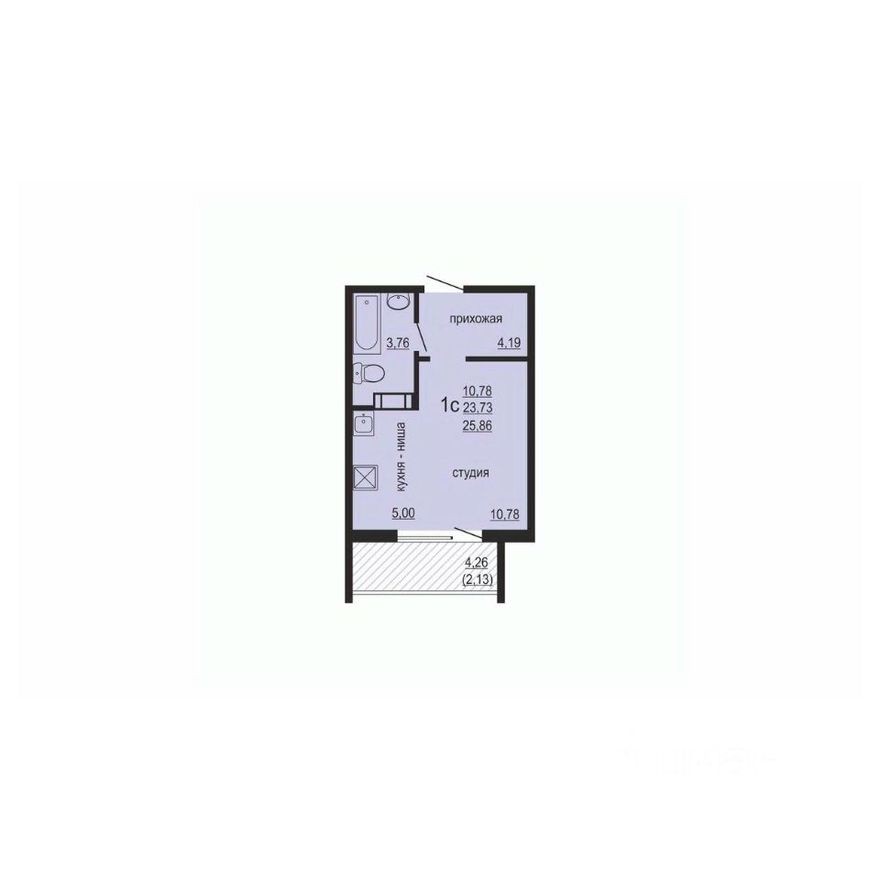 1к. квартира, 25.9 м²