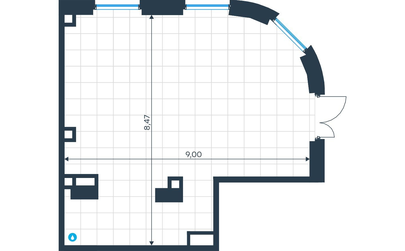 Планировка — Торговое помещение, 63.6 м²