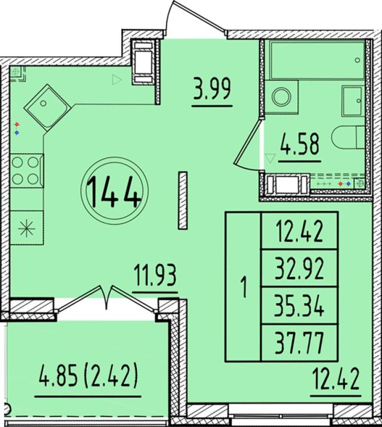 1к. квартира