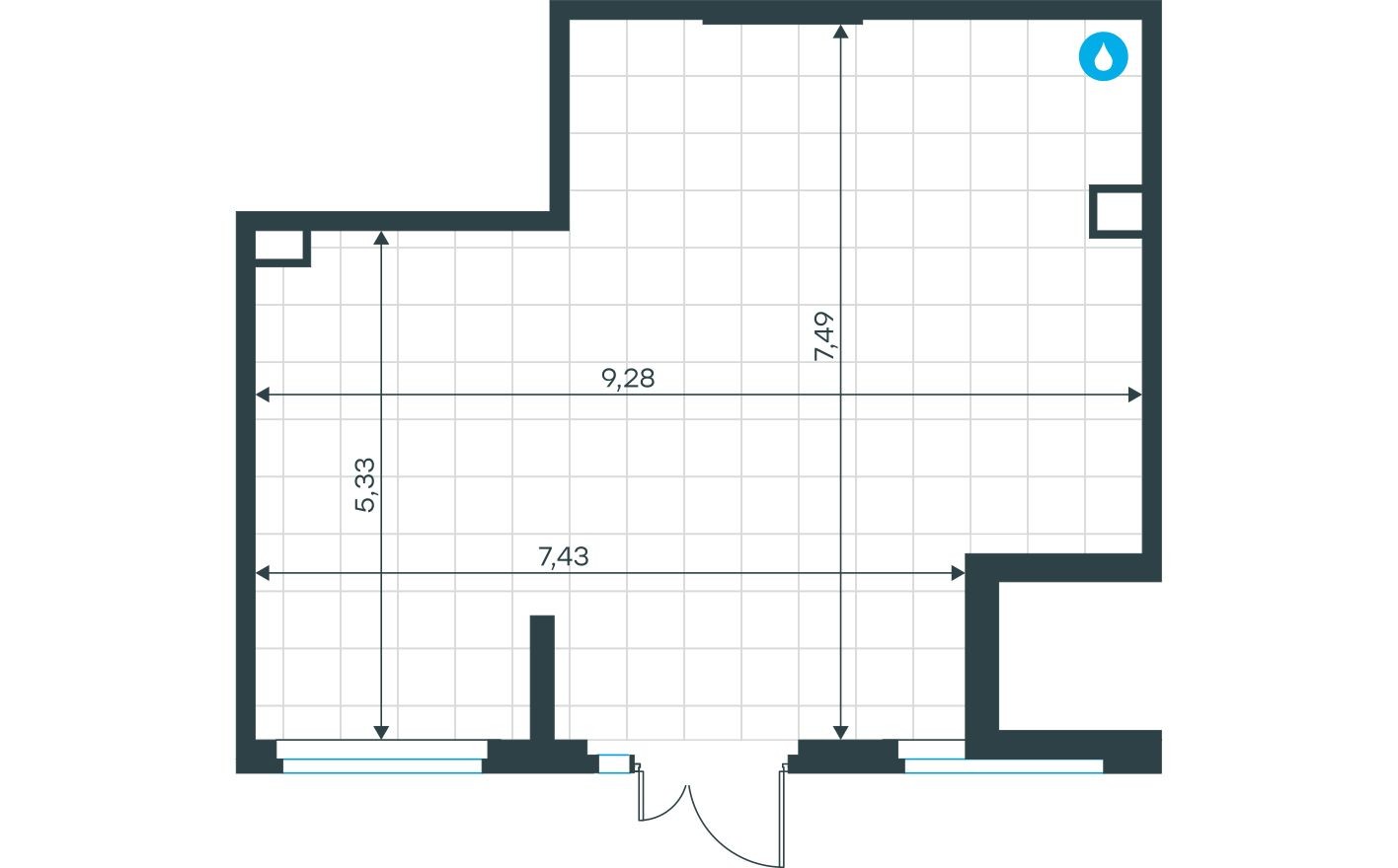 Планировка — Торговое помещение, 58.9 м²