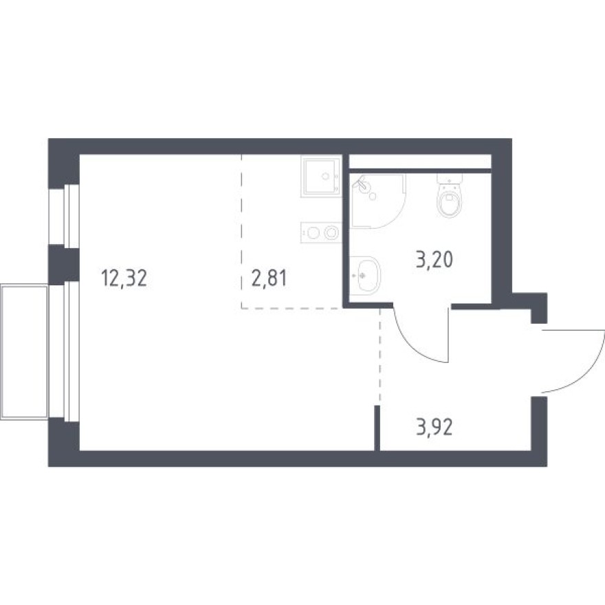 Студия-квартира, 22.3 м²