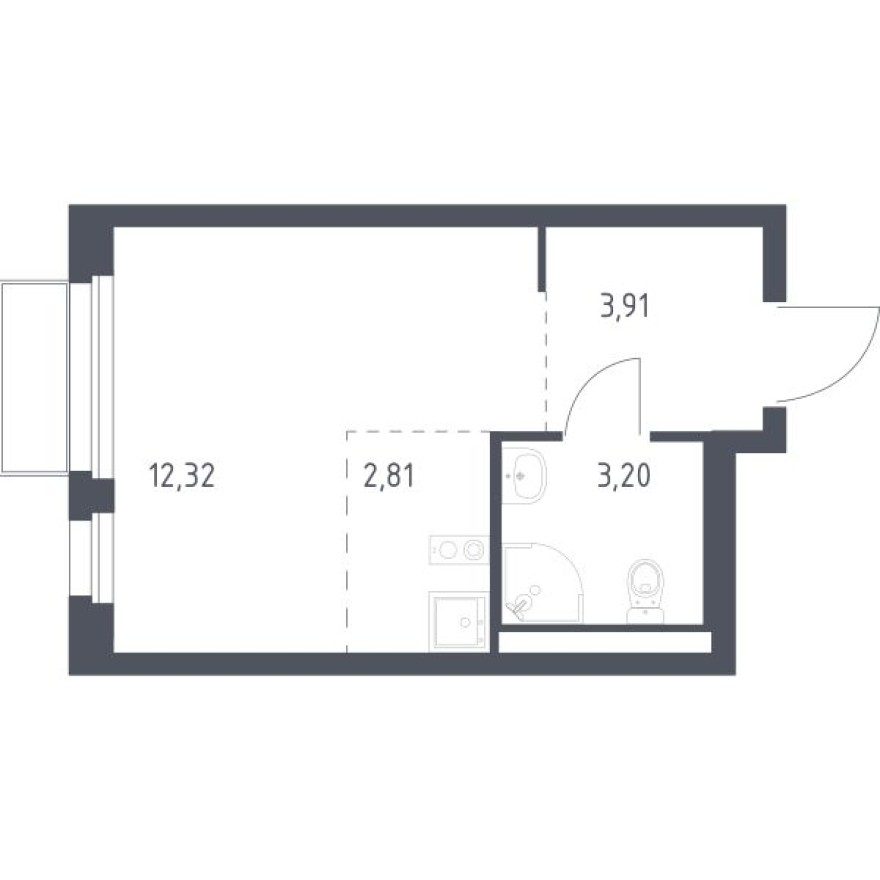 Студия-квартира, 22.2 м²
