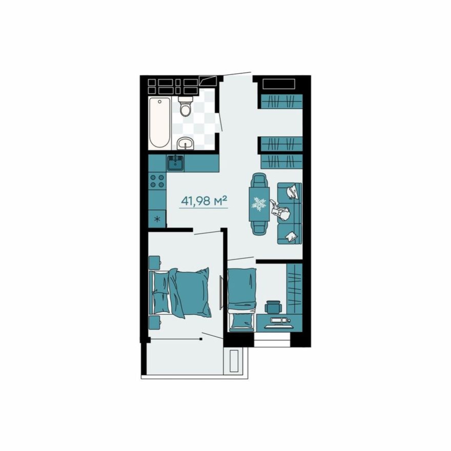 2к. квартира, 40.0 м²