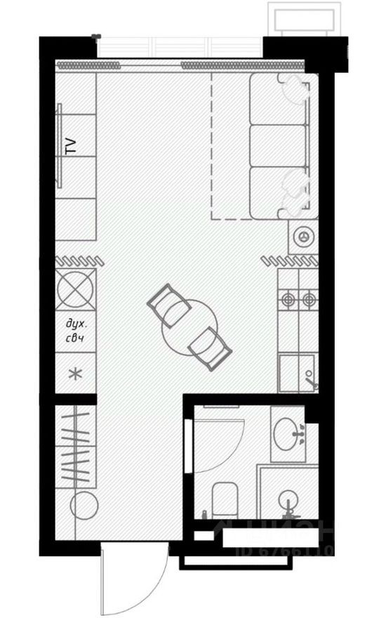 1к. квартира, 25.7 м²