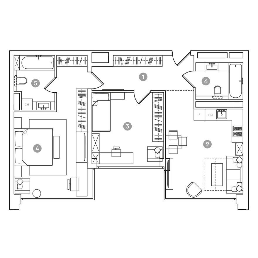 3к. апартаменты, 79.5 м²