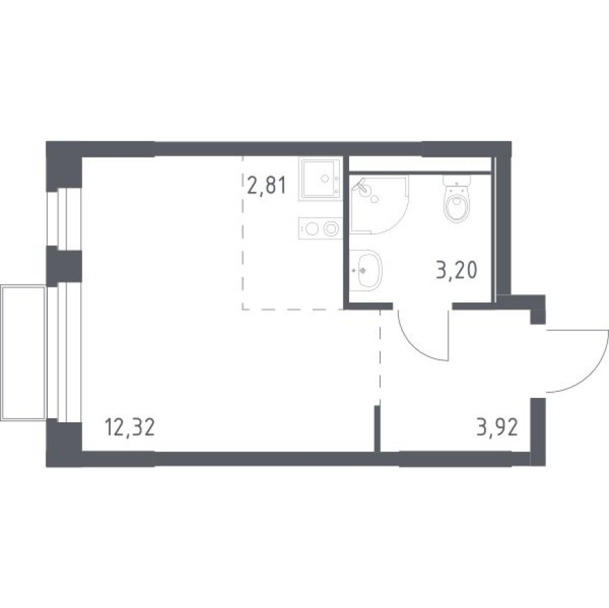 Студия-квартира, 22.3 м²