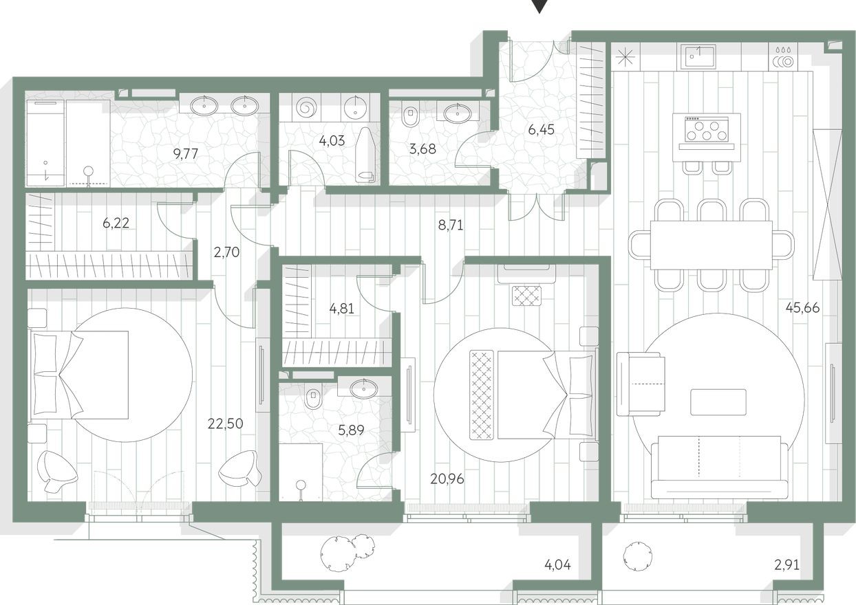 2к. квартира, 148.3 м²