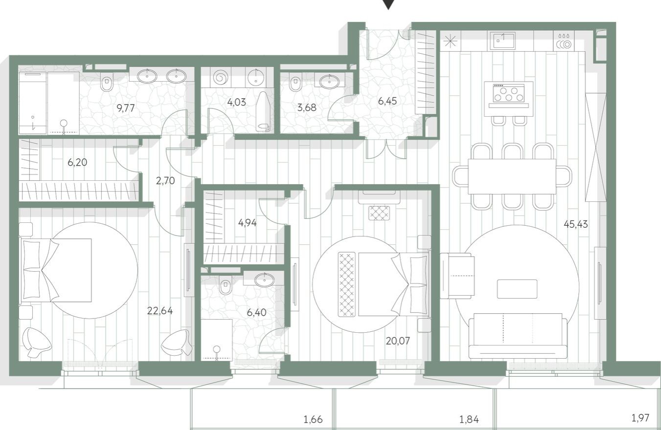 2к. квартира, 146.7 м²