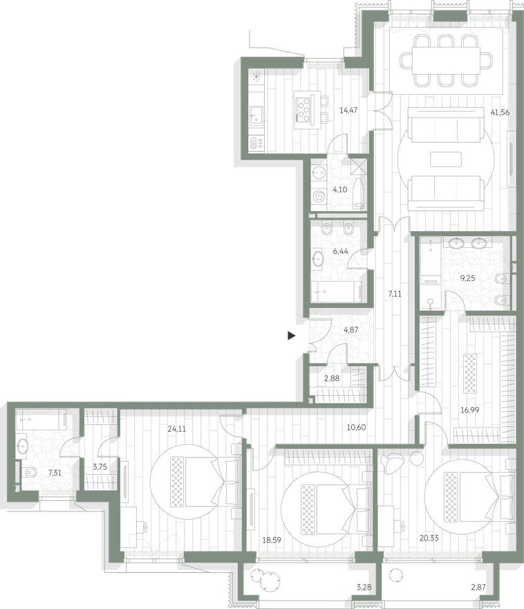 3к. квартира, 198.5 м²
