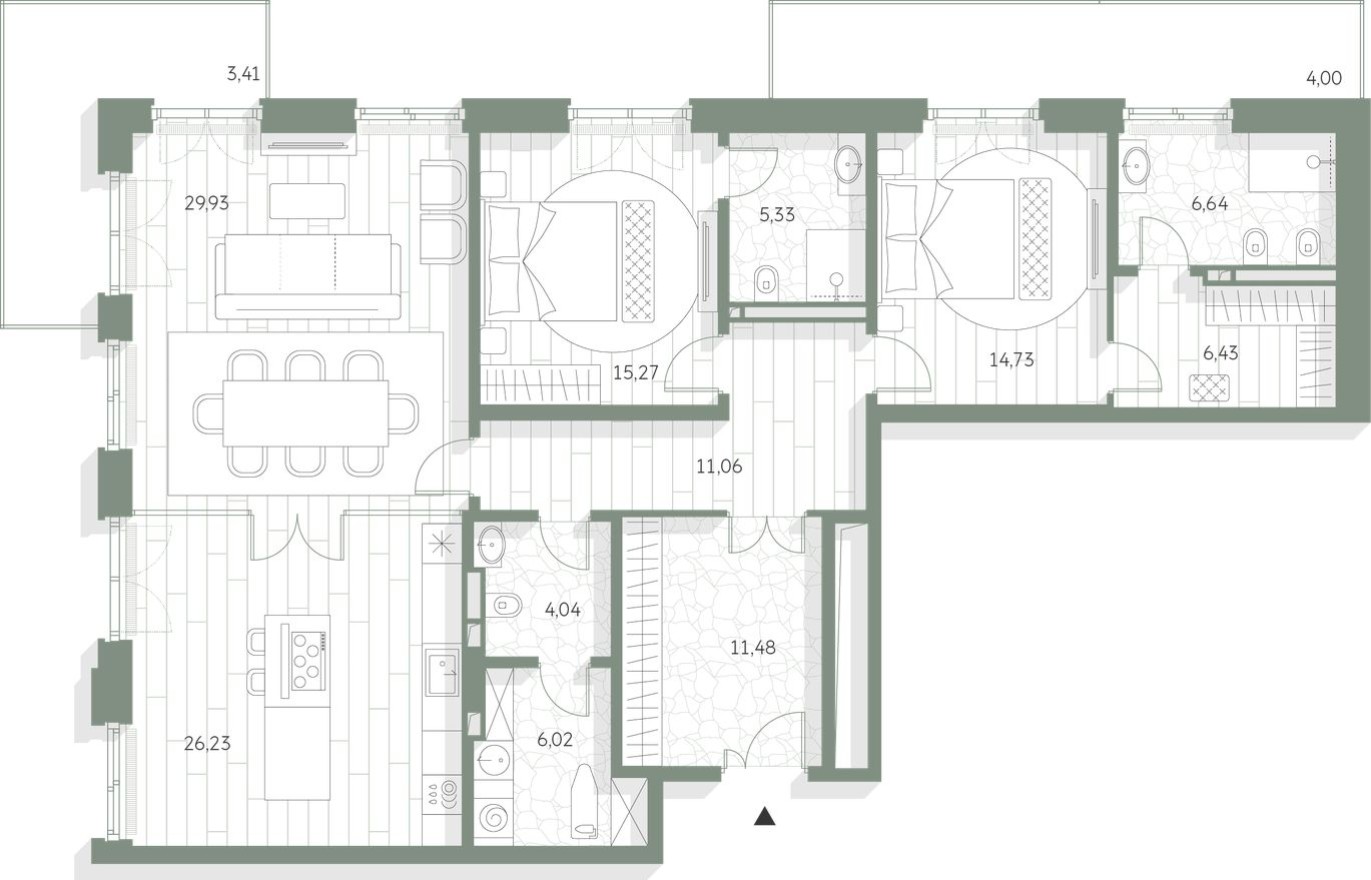 2к. квартира, 144.6 м²