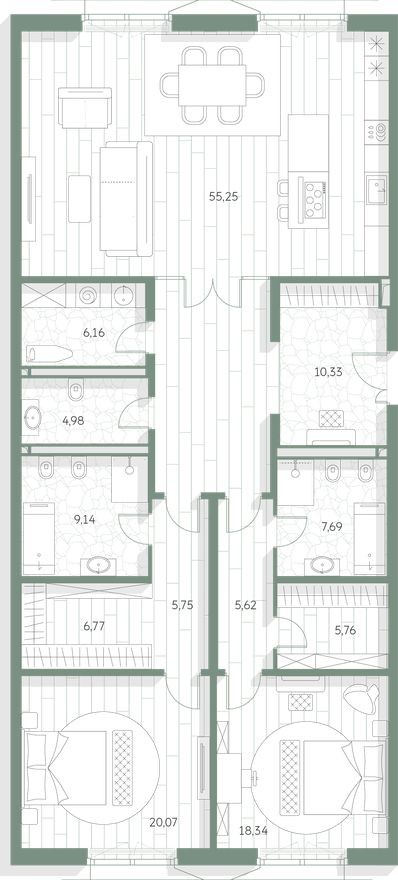 2к. квартира, 170.9 м²