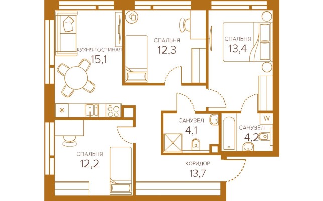 3к. квартира