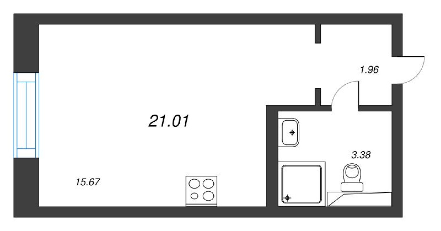 Планировка — Студия-квартира, 21.0 м²