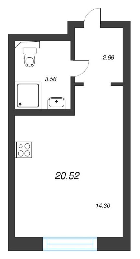 Студия-квартира, 20.5 м²