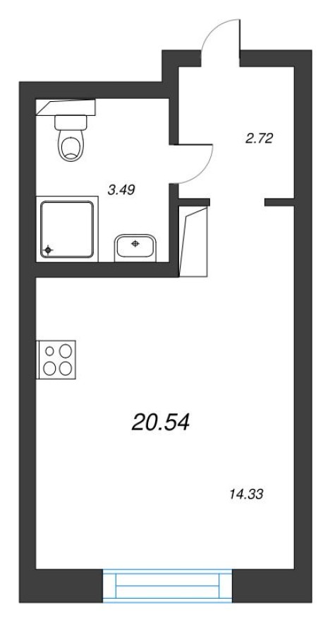 Студия-квартира, 20.5 м²