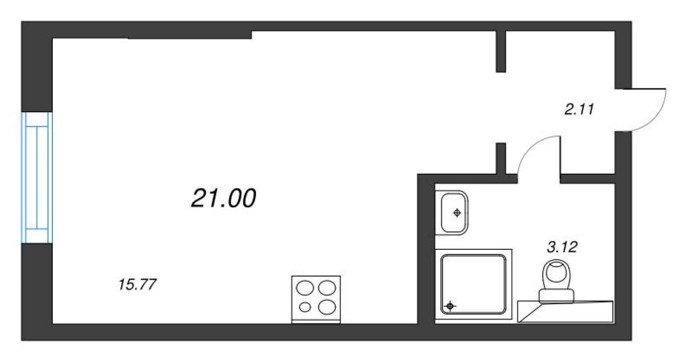 Планировка — Студия-квартира, 21.0 м²
