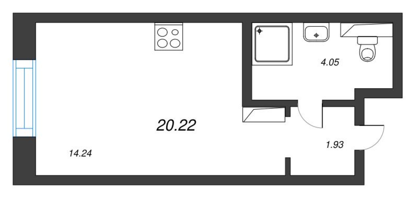 Студия-квартира, 20.2 м²