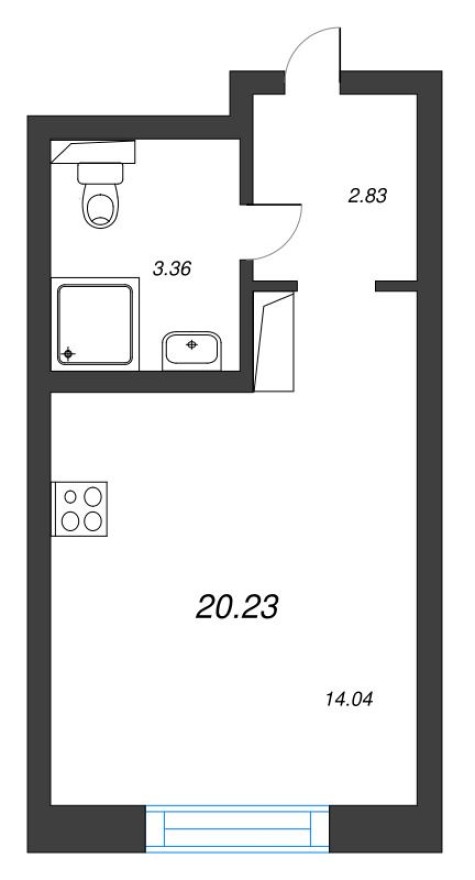 Студия-квартира, 20.2 м²