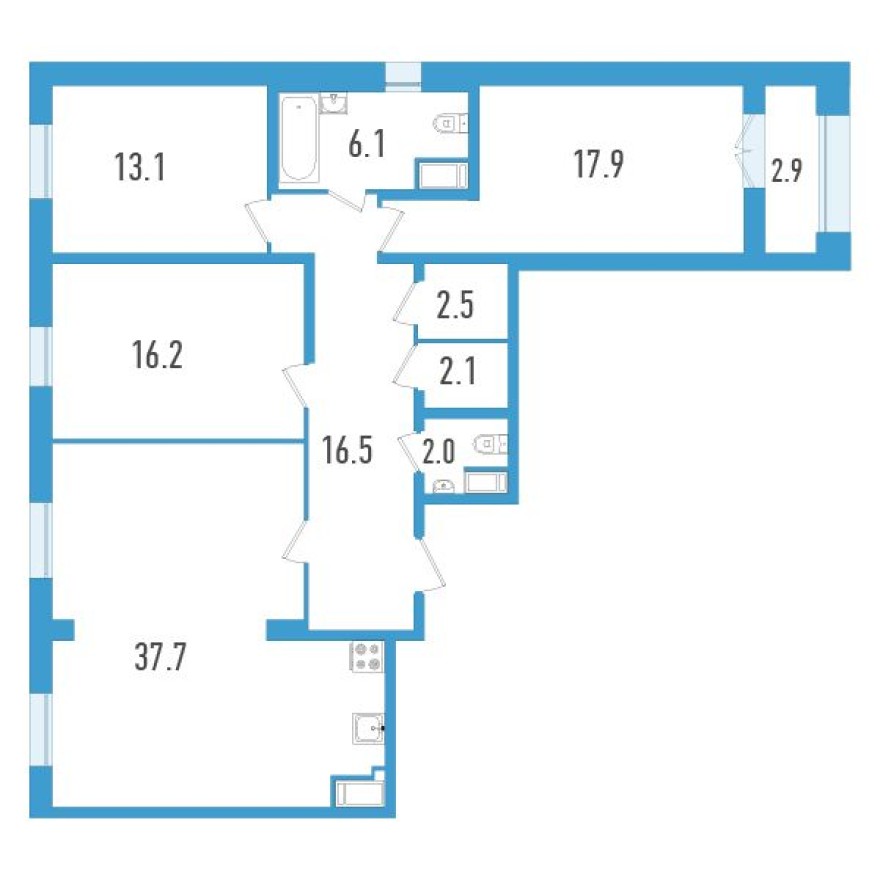 3к. квартира, 115.6 м²