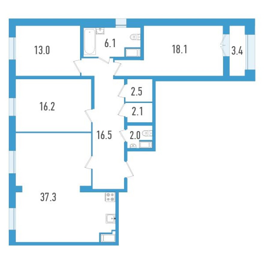 3к. квартира, 115.5 м²