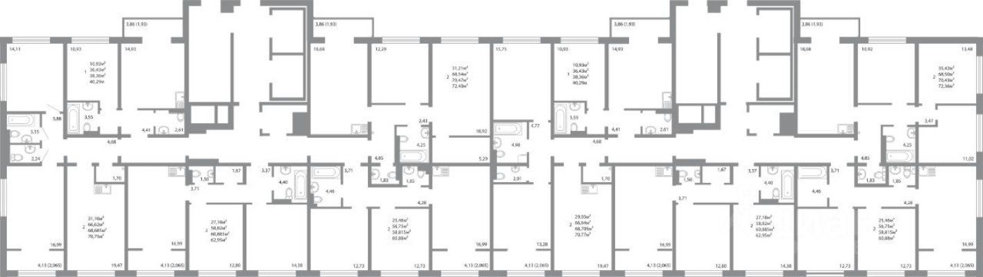 2к. квартира, 60.9 м²