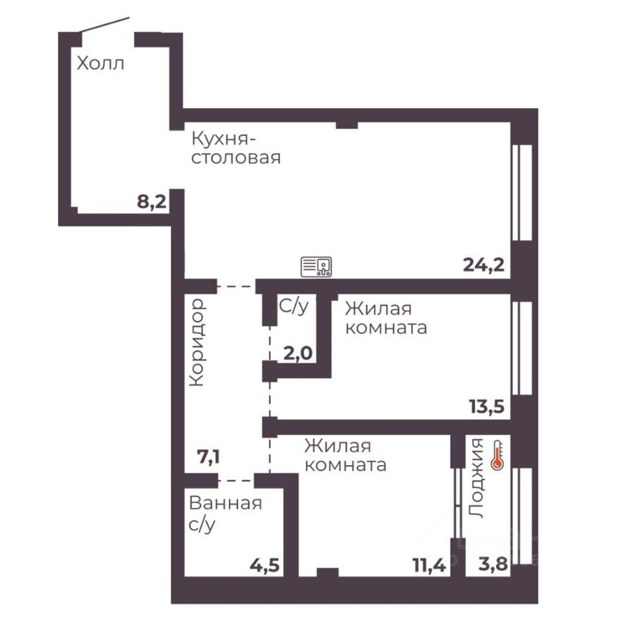 2к. квартира, 70.9 м²