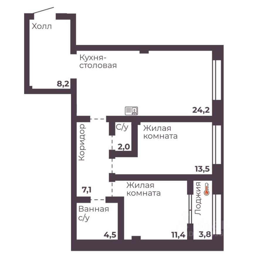 2к. квартира, 70.9 м²
