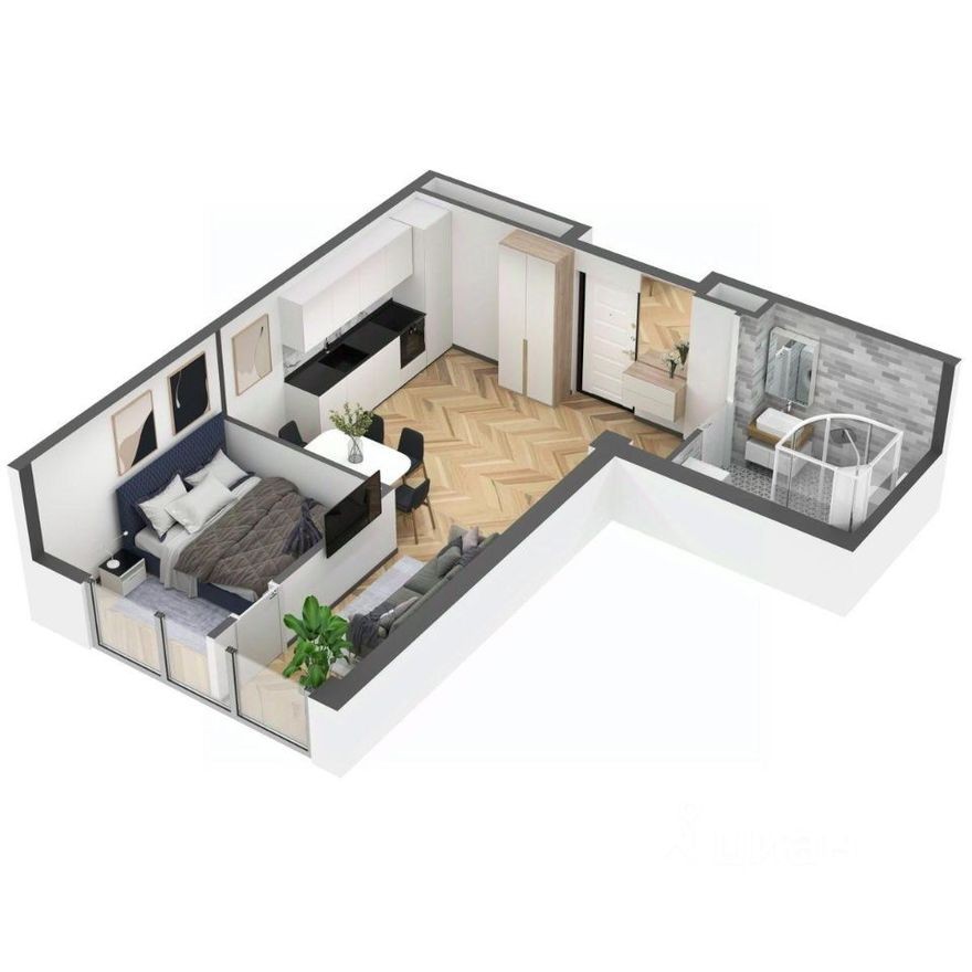 1к. апартаменты, 37.5 м²