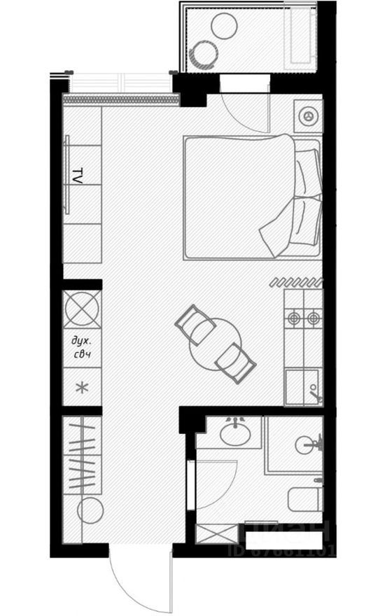 1к. квартира, 28.6 м²
