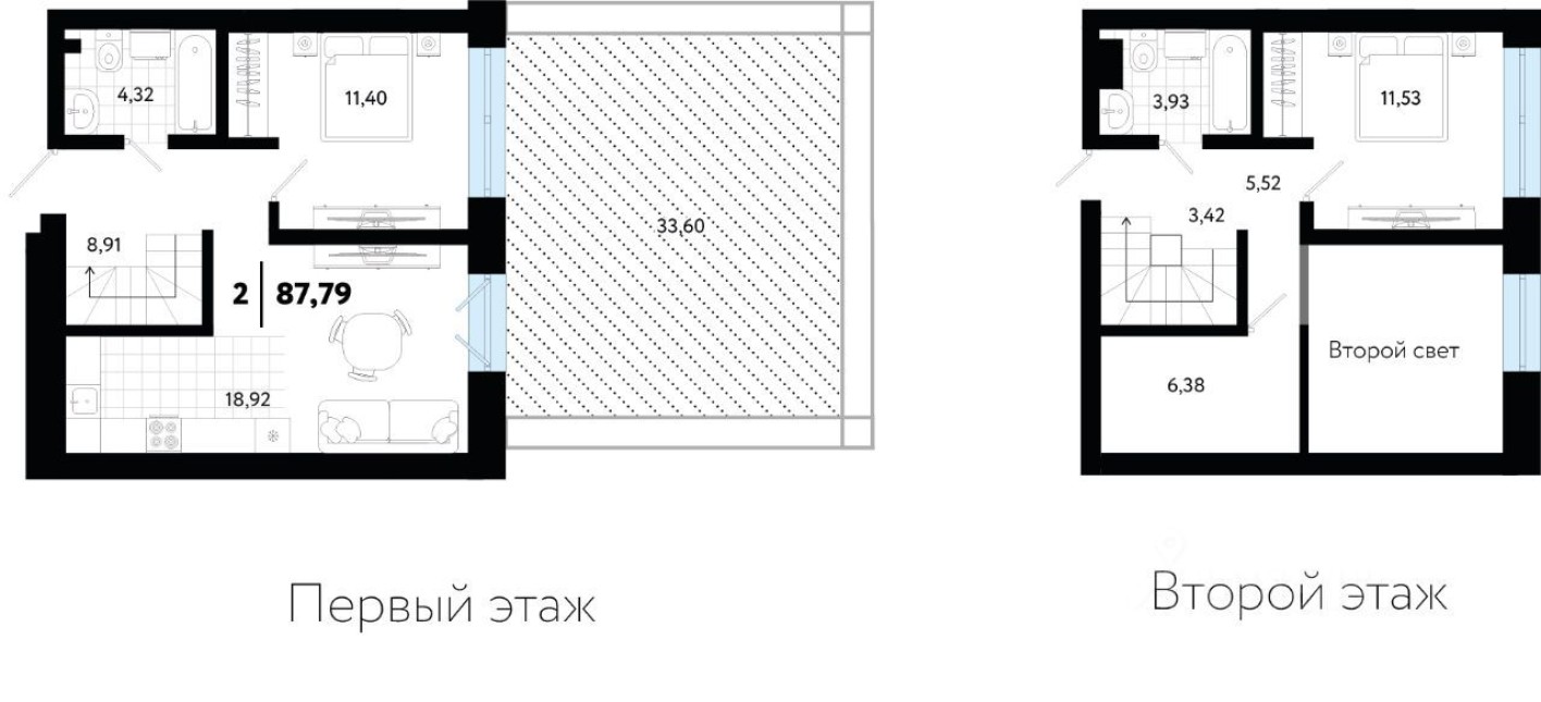 2к. квартира, 87.8 м²