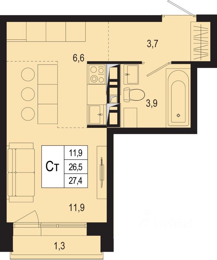 1к. квартира