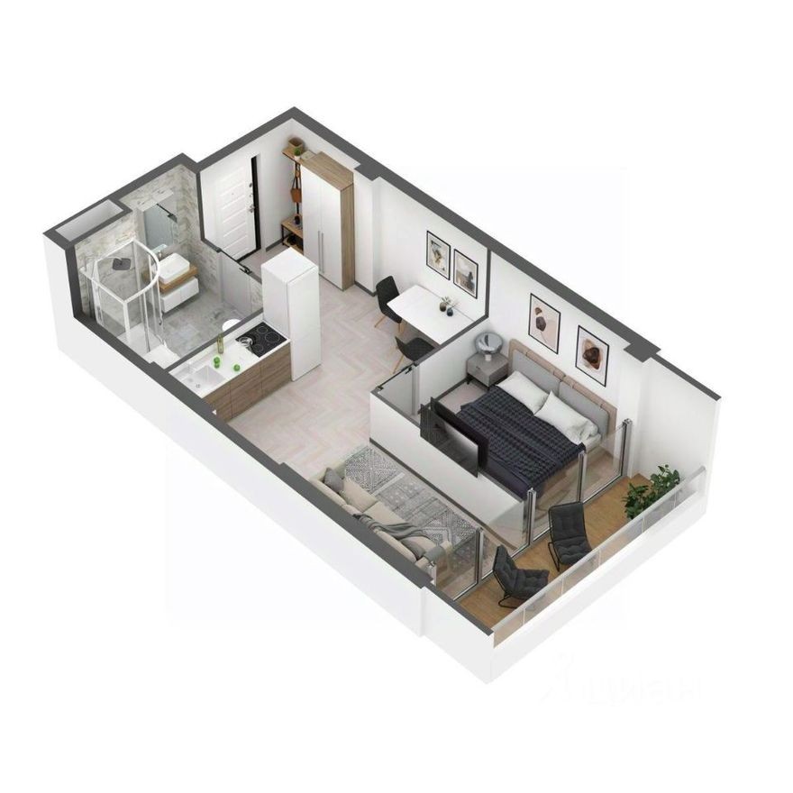 1к. апартаменты, 36.3 м²